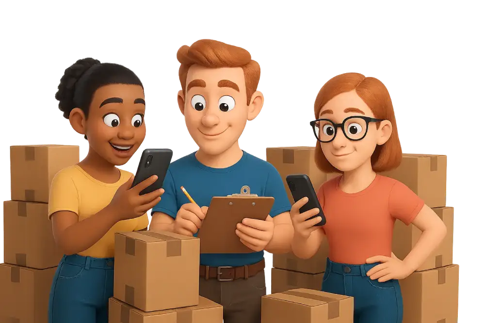 Équipe réalisant un inventaire